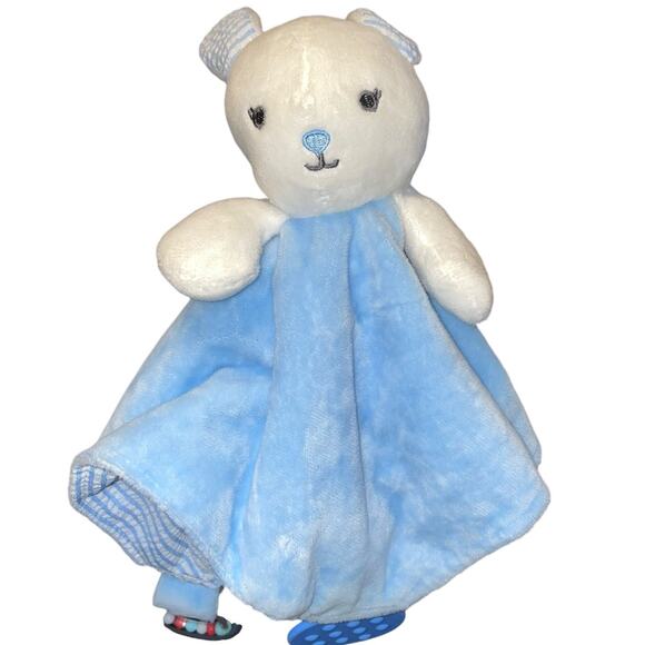 Modern Baby Lovey Bunny Rabbit Security Snuggle Blanket Rattle Shower Gift 12" - Picture 4 of 13